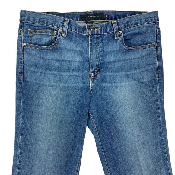 Calvin Klein Flare Leg Jeans 12 Blue Medium Wash Stretch Business Casual Denim - Picture 3 of 16